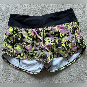 lululemon athletica Neon Yellow, Pink & Black Floral Athletic Shorts